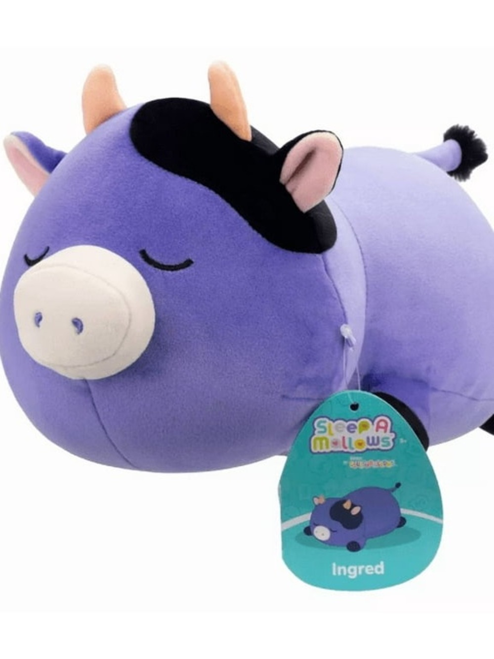 Squishmallows Purple and Black Ingred Plush Cow - Soft SleepA-Mallows